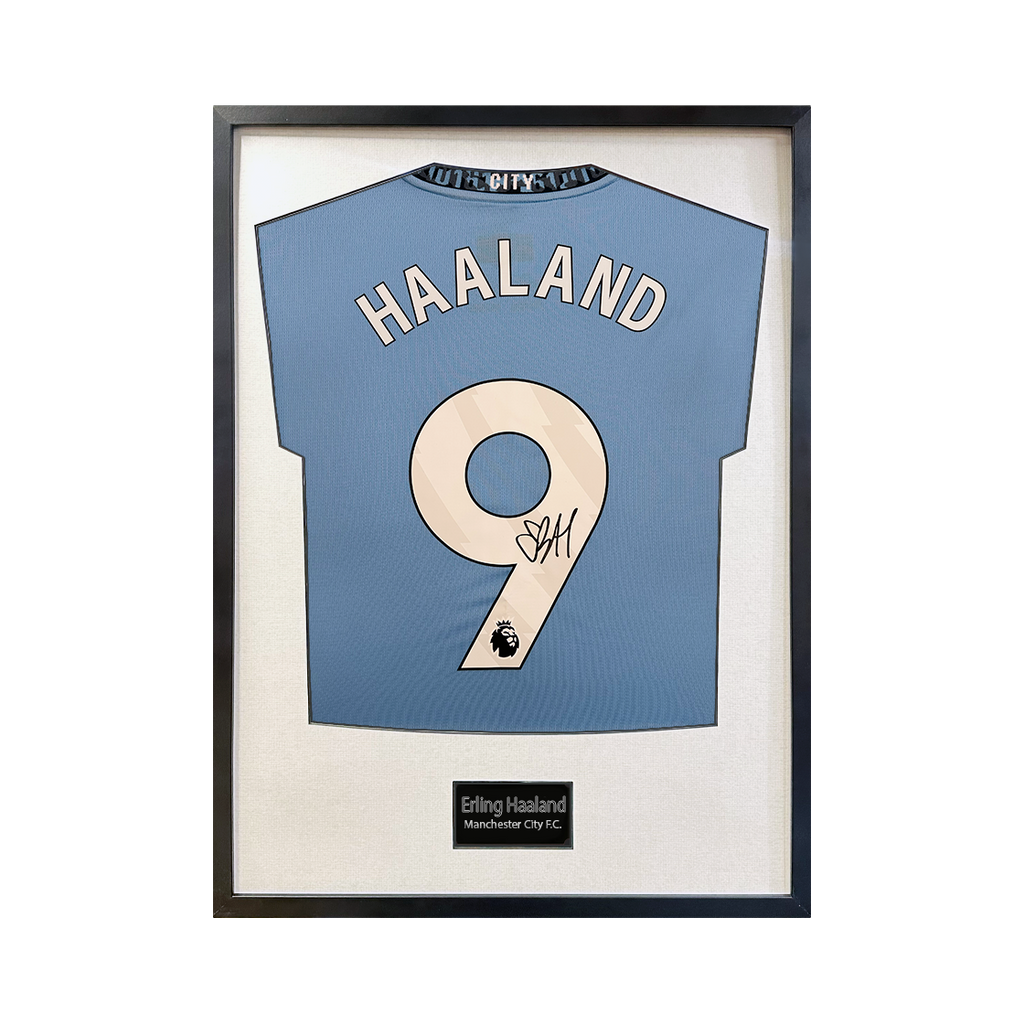 Erling Haaland Signed Manchester City Shirt Standard Frame (ACG)