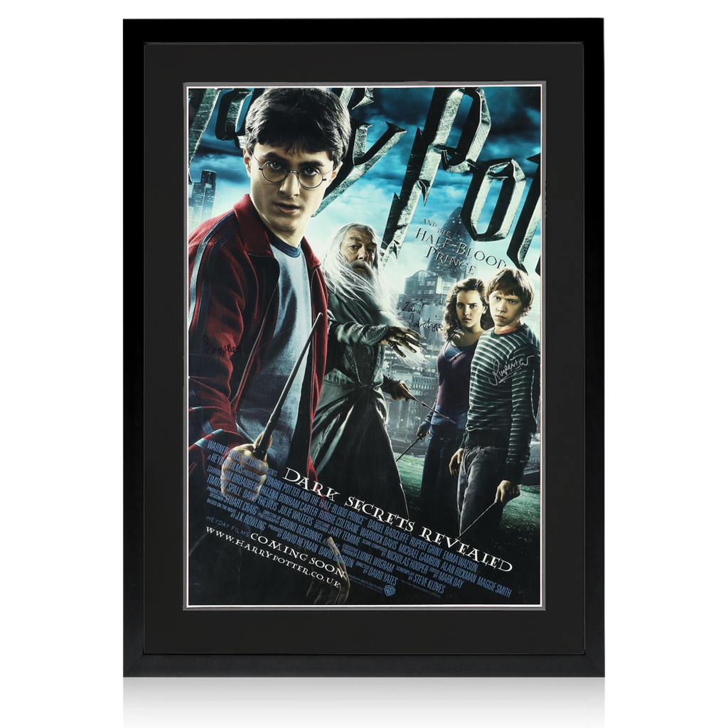 Daniel Radcliffe, Emma Watson & Rupert Grint Signed "Harry Potter and the Half-Blood Prince" Poster Iconic Frame (ACOA)