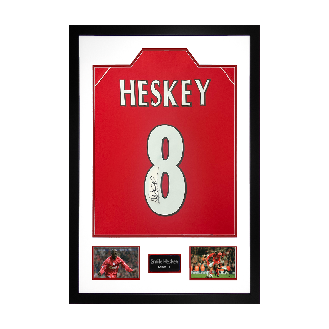 Emile Heskey Signed Liverpool Shirt Premium Frame