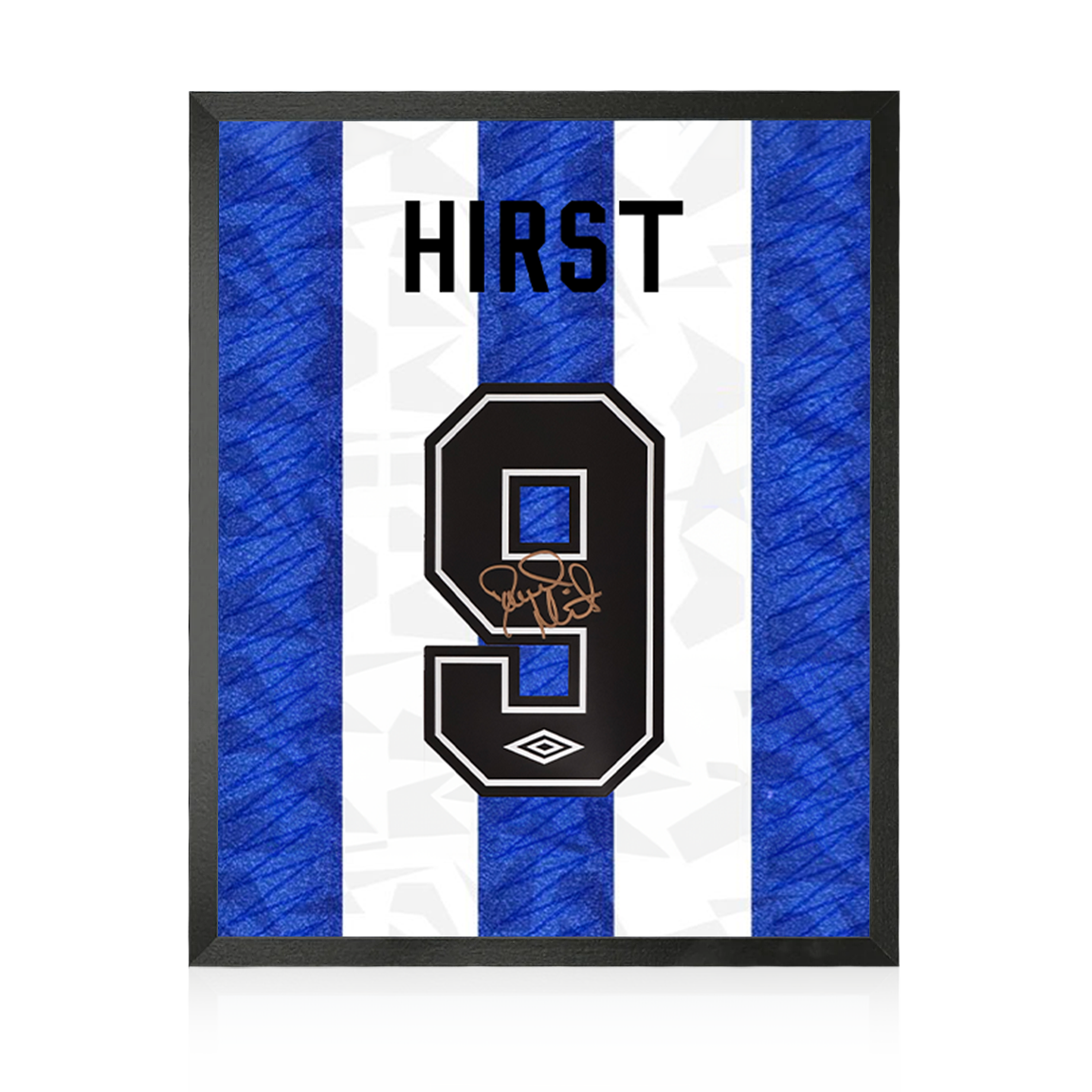 David Hirst Signed Sheffield Wednesday Shirt Compact Display