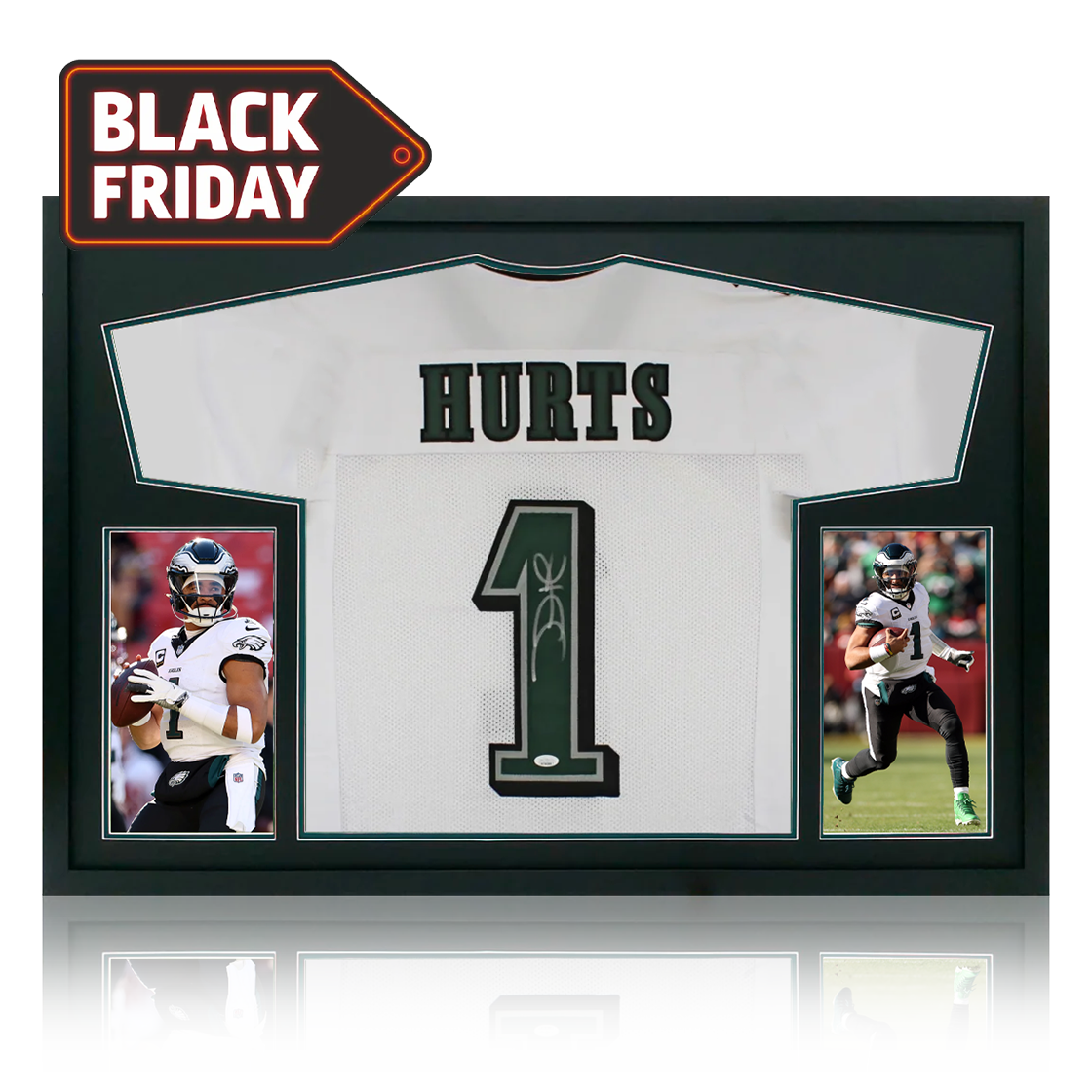 Jalen Hurts Signed Philadelphia Eagles Jersey Display (JSA)