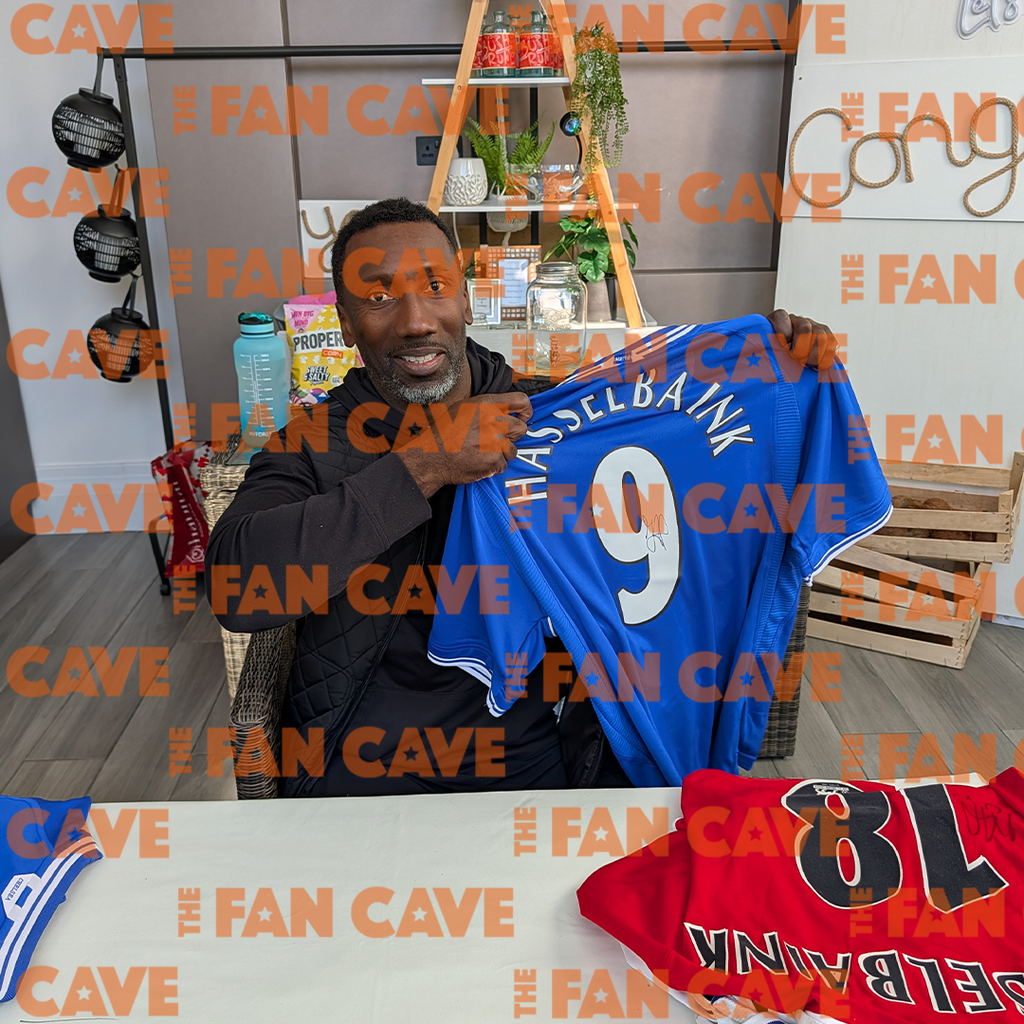 Jimmy Floyd Hasselbaink Signed Chelsea Shirt Classic Frame.