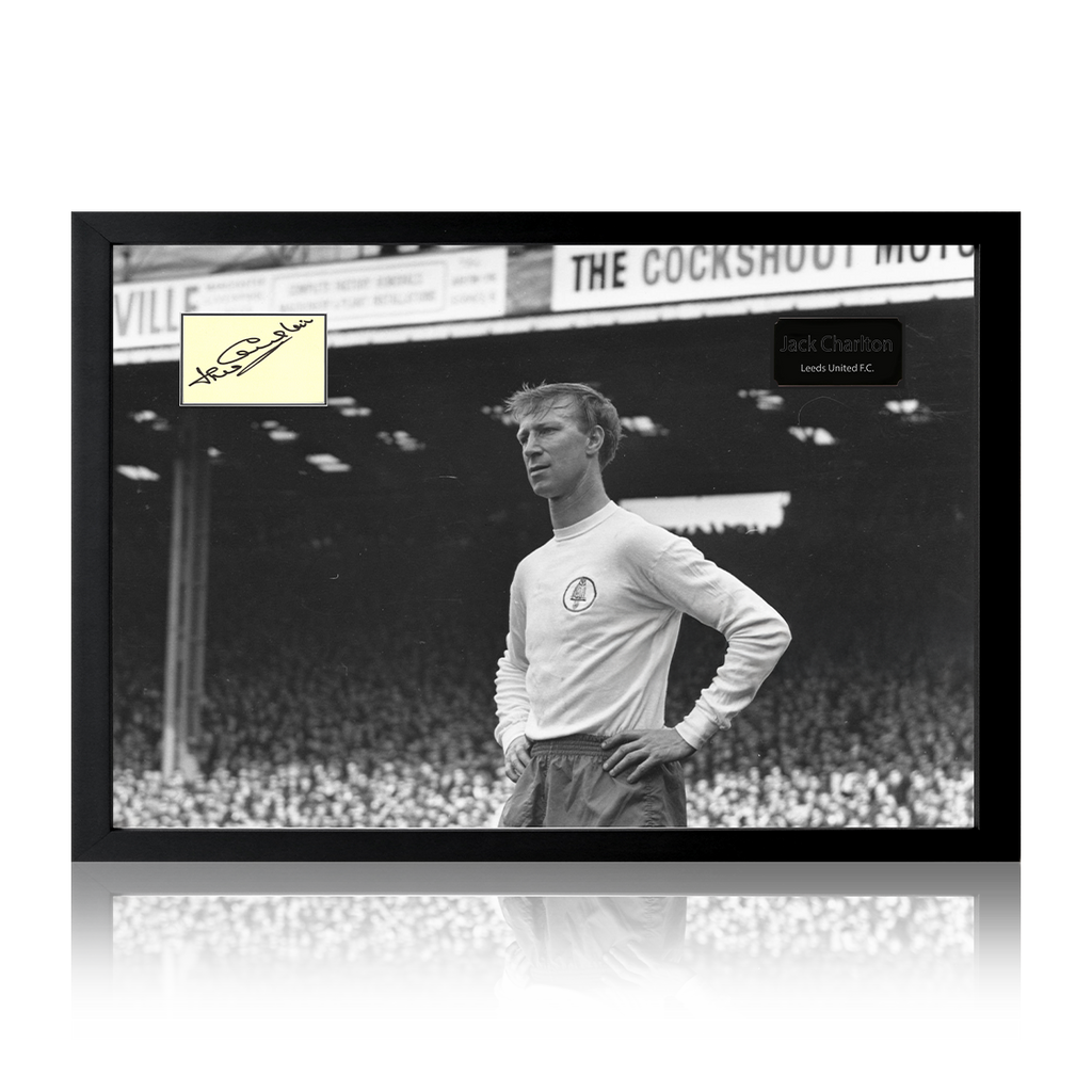 Jack Charlton Signed Leeds United Cut Iconic Frame
