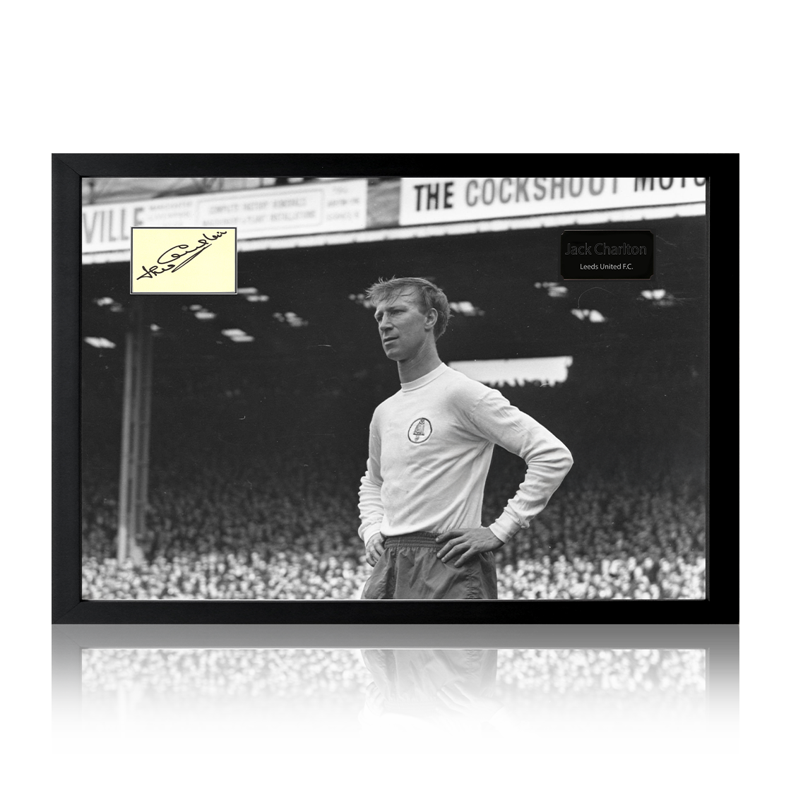 Jack Charlton Signed Leeds United Cut Iconic Frame