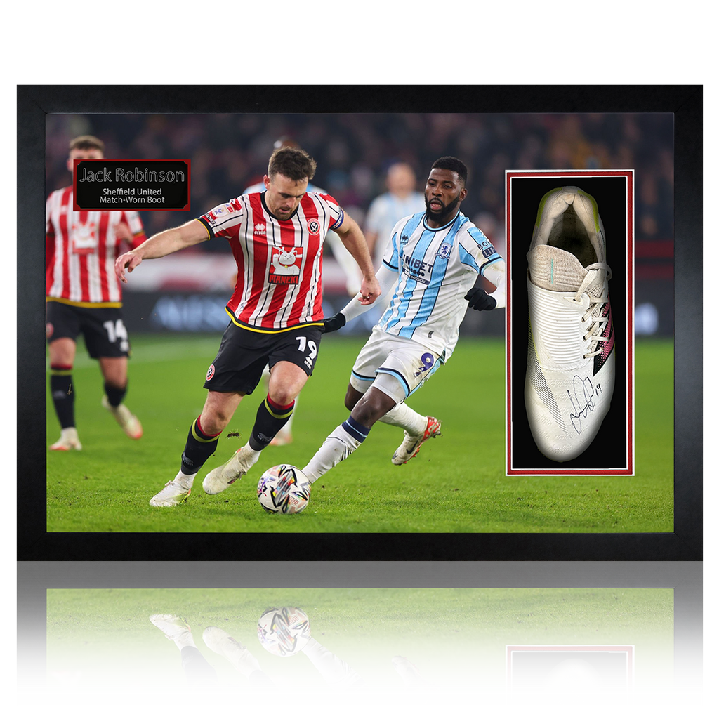 Jack Robinson Signed & Match-Worn Sheffield United Boot Iconic Frame #1