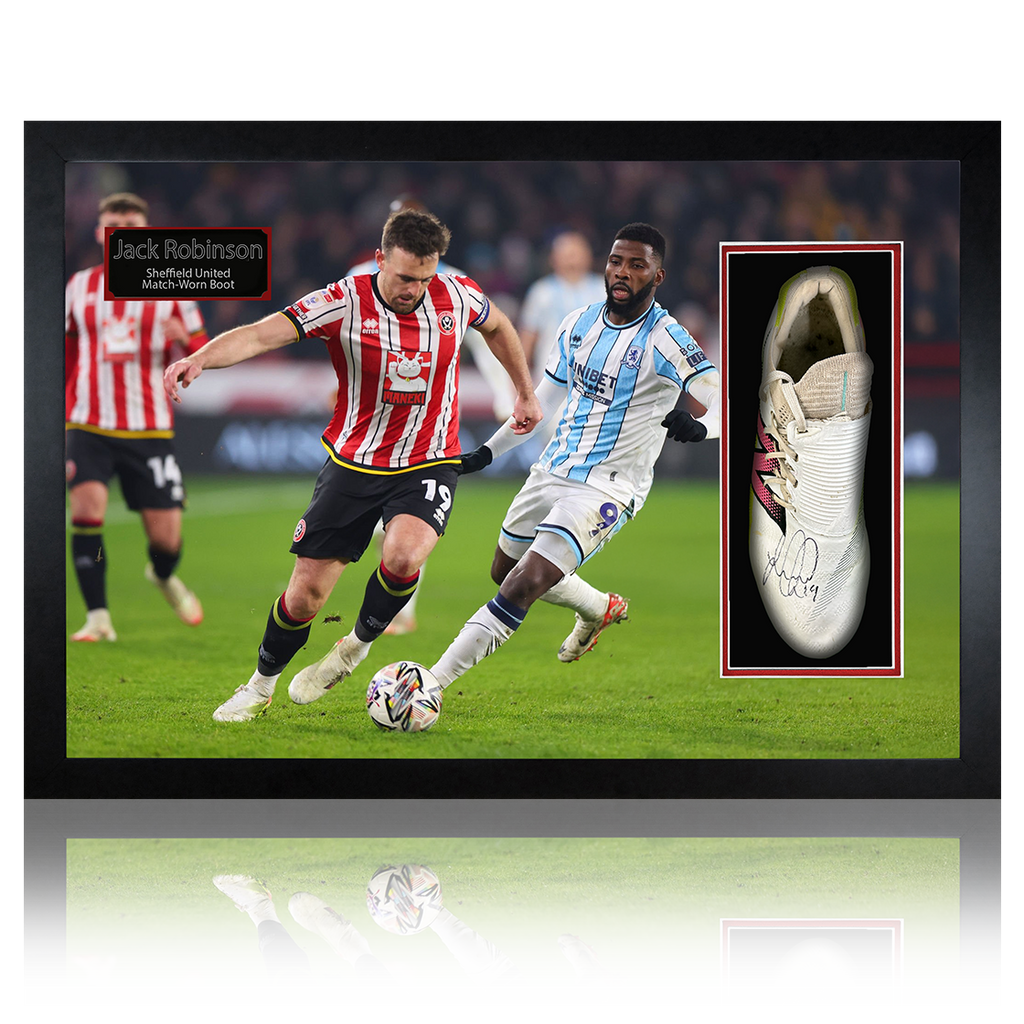 Jack Robinson Signed & Match-Worn Sheffield United Boot Iconic Frame #2