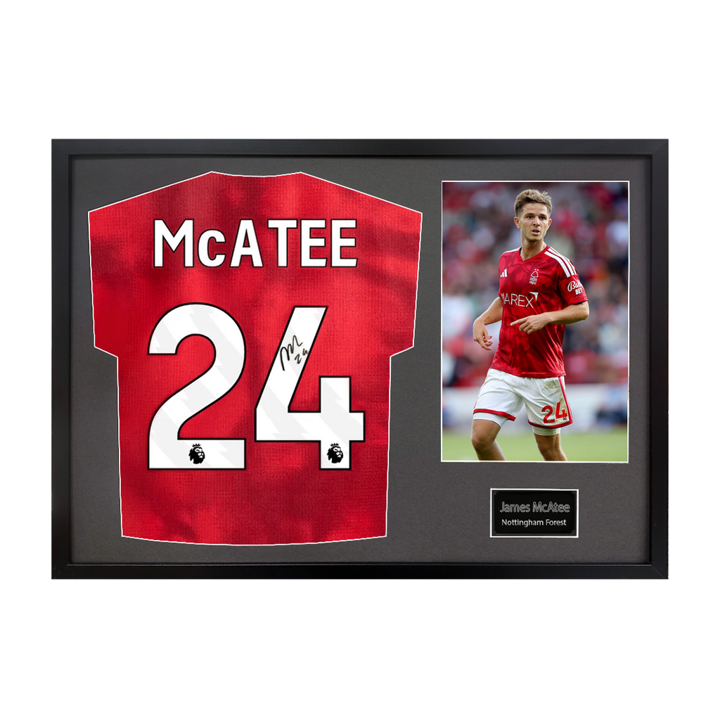 James McAtee Signed Nottingham Forest Shirt Classic Frame (ACG Cert) (Copy)