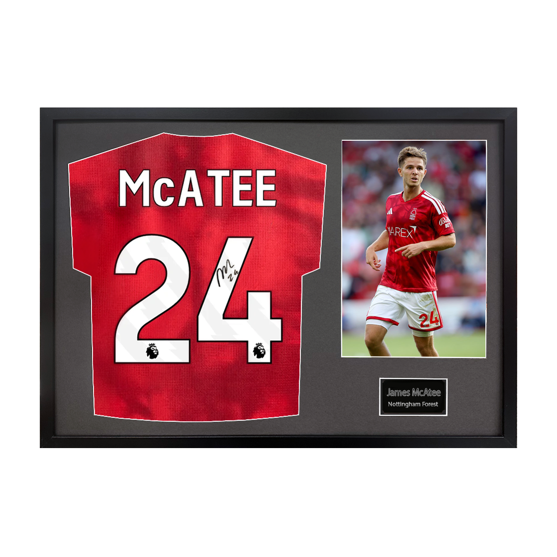 James McAtee Signed Nottingham Forest Shirt Classic Frame (ACG Cert) (Copy)