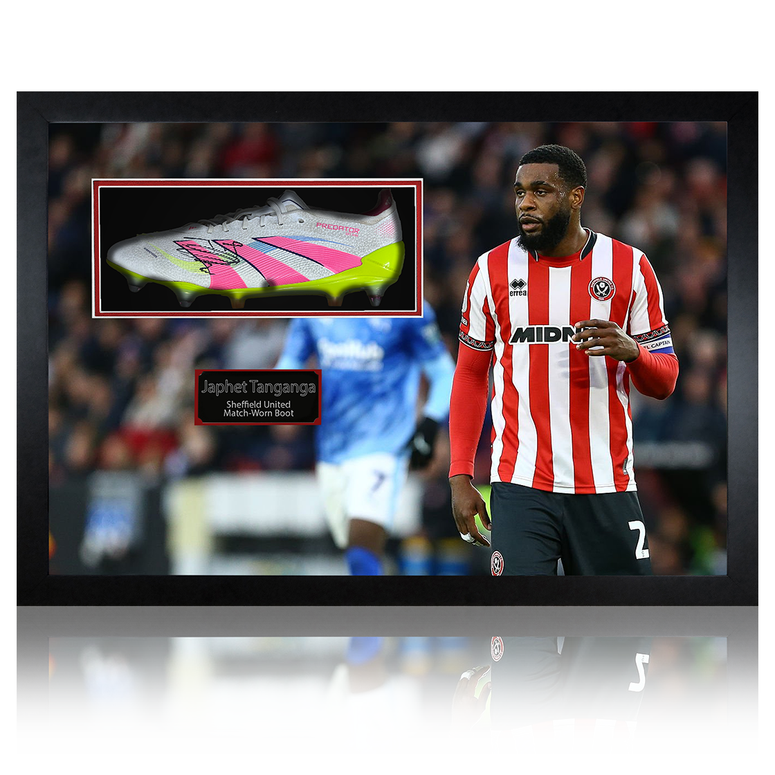 Japhet Tanganga Signed & Match-Worn Sheffield United Boot Iconic Frame #1