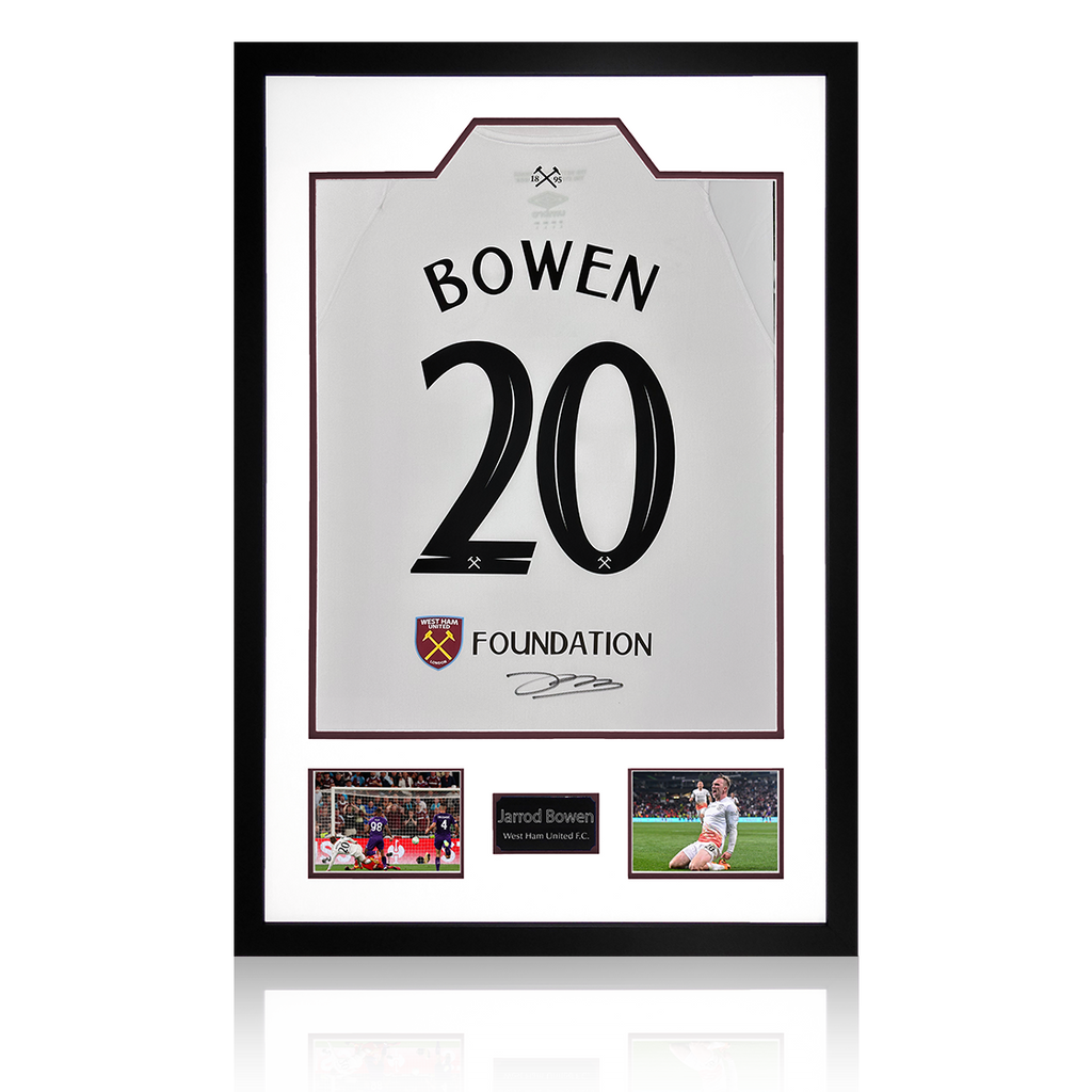 Jarrod Bowen Signed West Ham United 22/23 Away Shirt Premium Frame