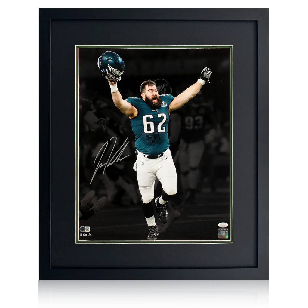 Jason Kelce Signed Philadelphia Eagles 20x16 Deluxe Mount Frame (JSA & Beckett)