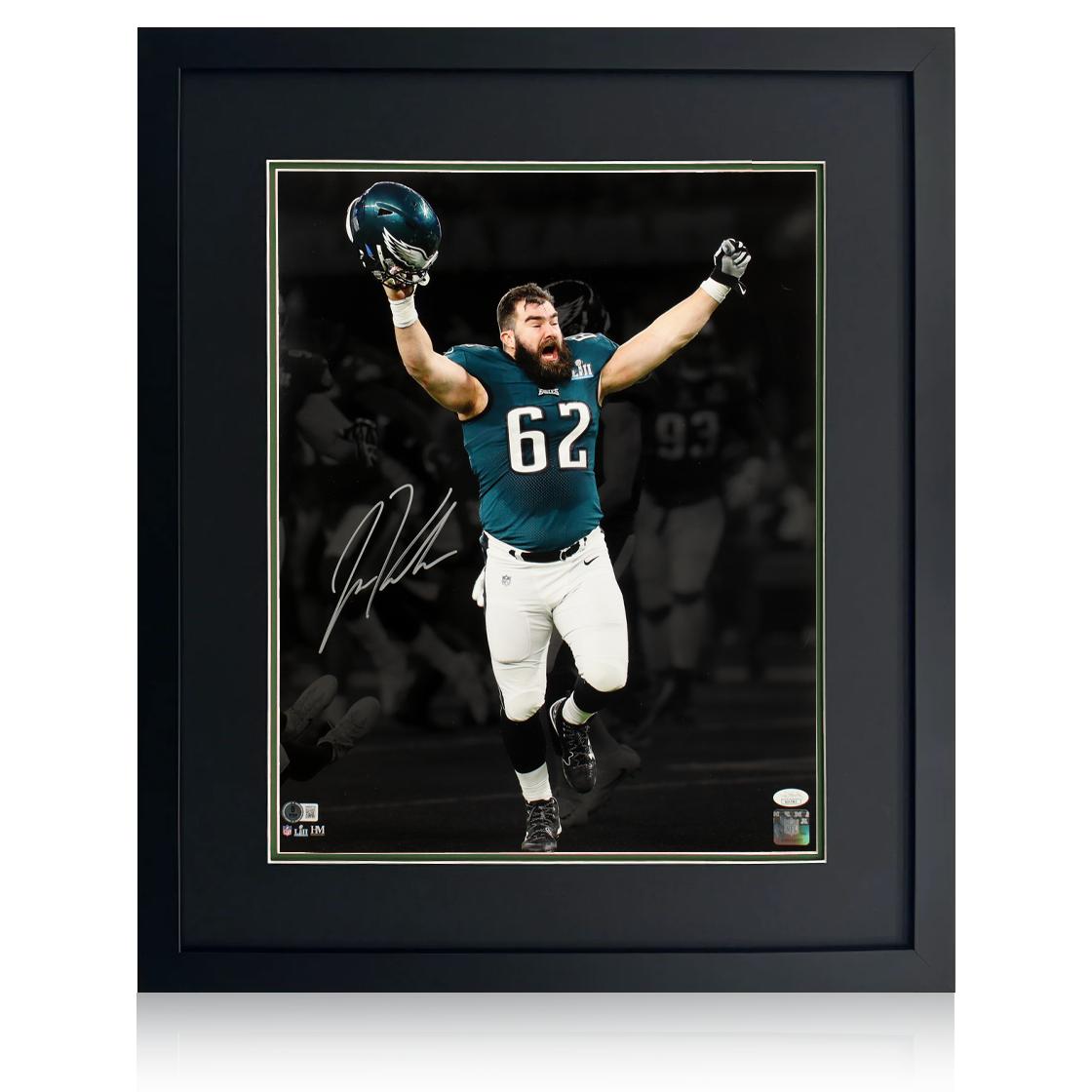 Jason Kelce Signed Philadelphia Eagles 20x16 Deluxe Mount Frame (JSA & Beckett)