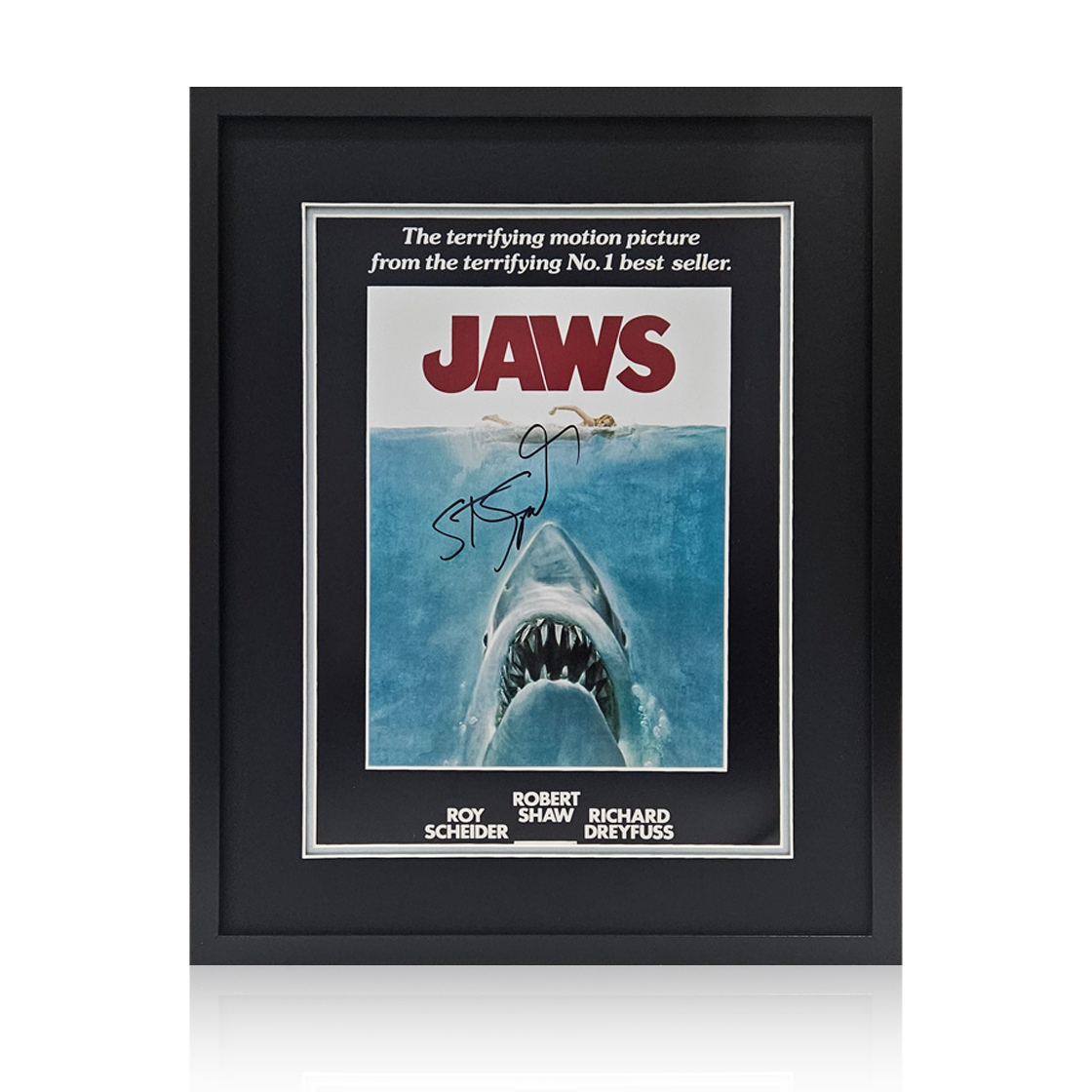 Steven Spielberg Signed Jaws Deluxe Mount Frame