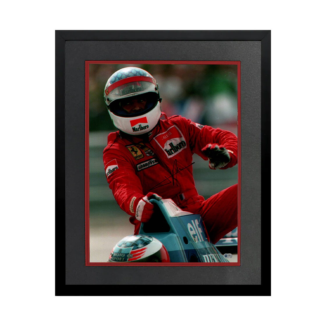 Jean Alesi Signed 16x12 Image Deluxe Mount Frame (ACG Cert)