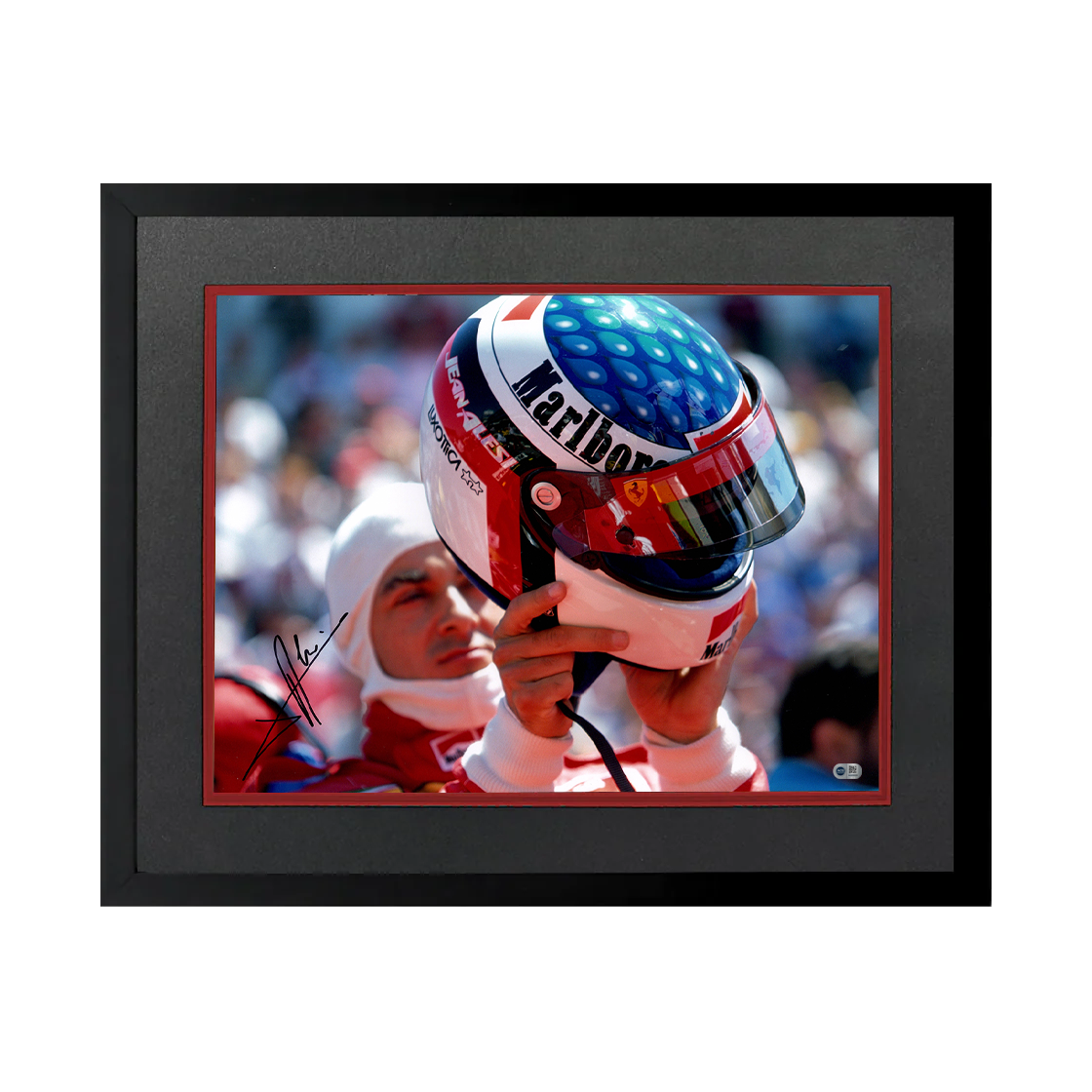 Jean Alesi Signed 16x12 Image Deluxe Mount Frame (ACG Cert)