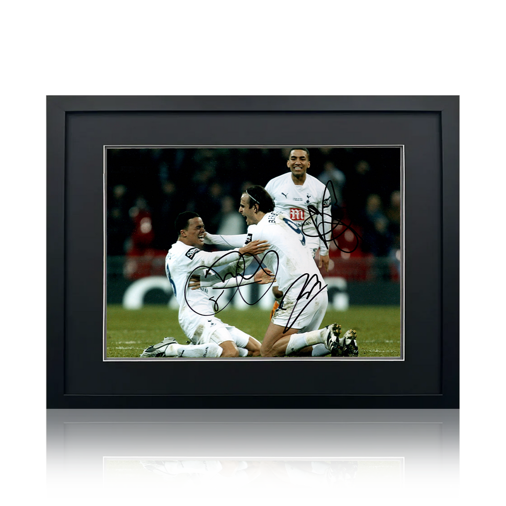 Dimitar Berbatov, Aaron Lennon & Jermaine Jenas Signed Tottenham Hotspur Image Deluxe Mount Frame