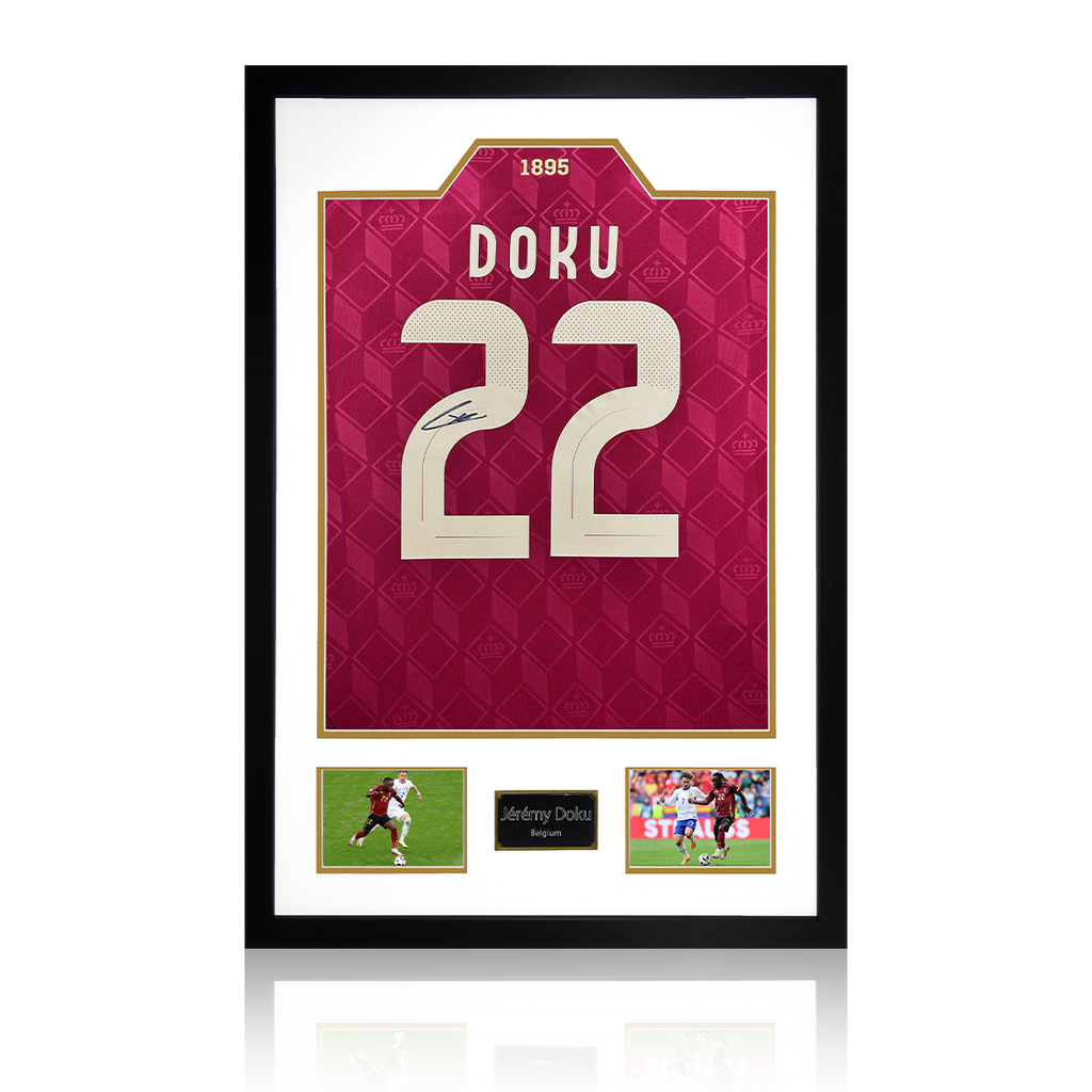 Jérémy Doku Signed Belgium Shirt Premium Frame