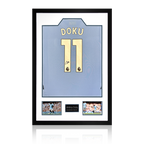 Jérémy Doku Signed Manchester City Shirt Premium Frame