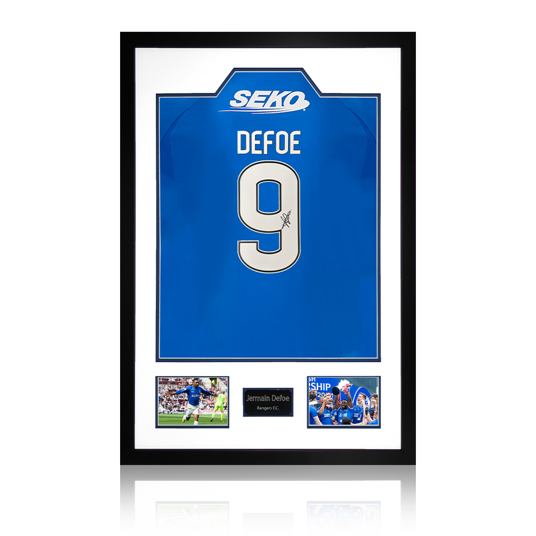 Jermain Defoe Signed Rangers Shirt Premium Frame