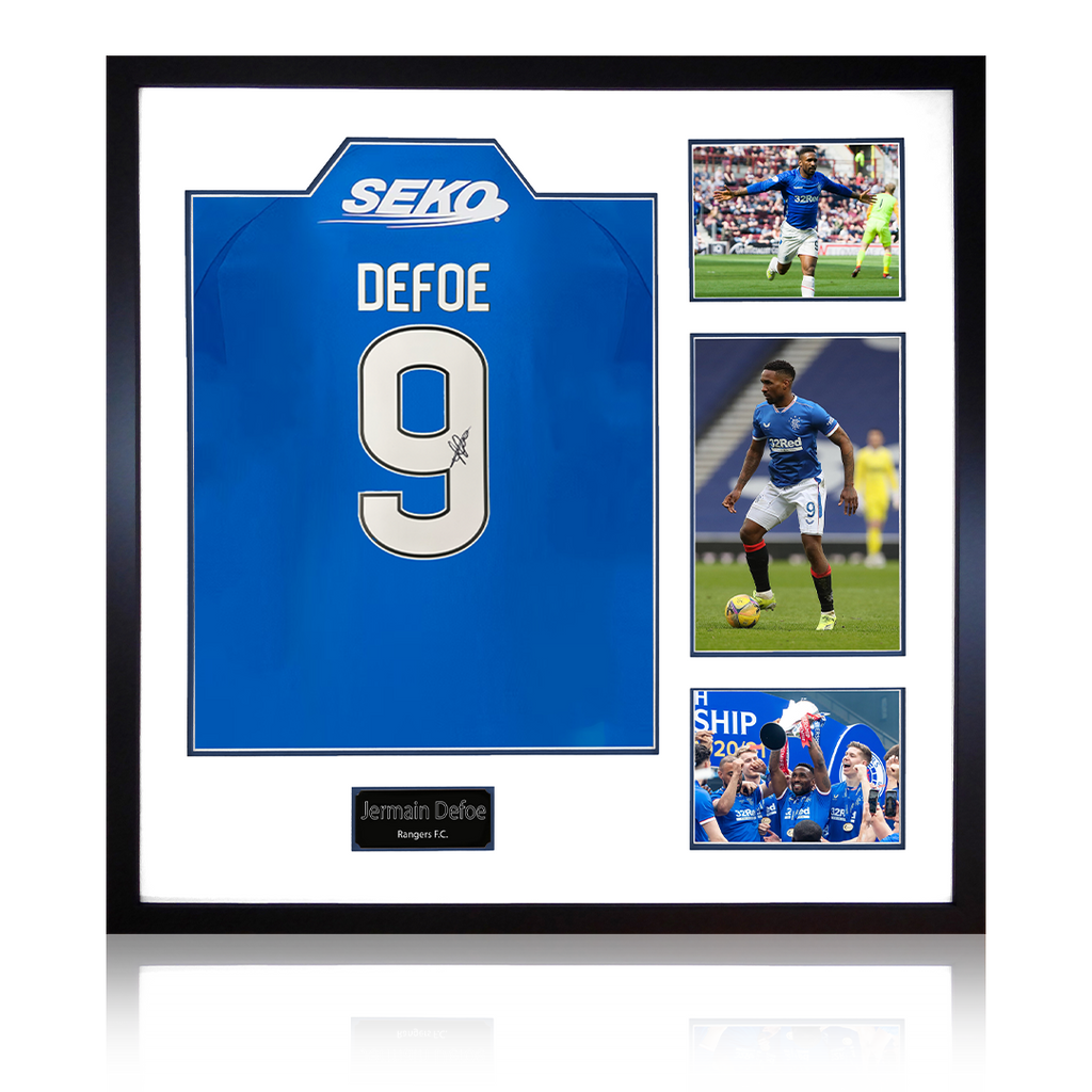 Jermain Defoe Signed Rangers Shirt Elite Frame