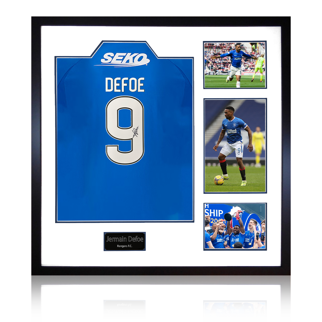 Jermain Defoe Signed Rangers Shirt Elite Frame
