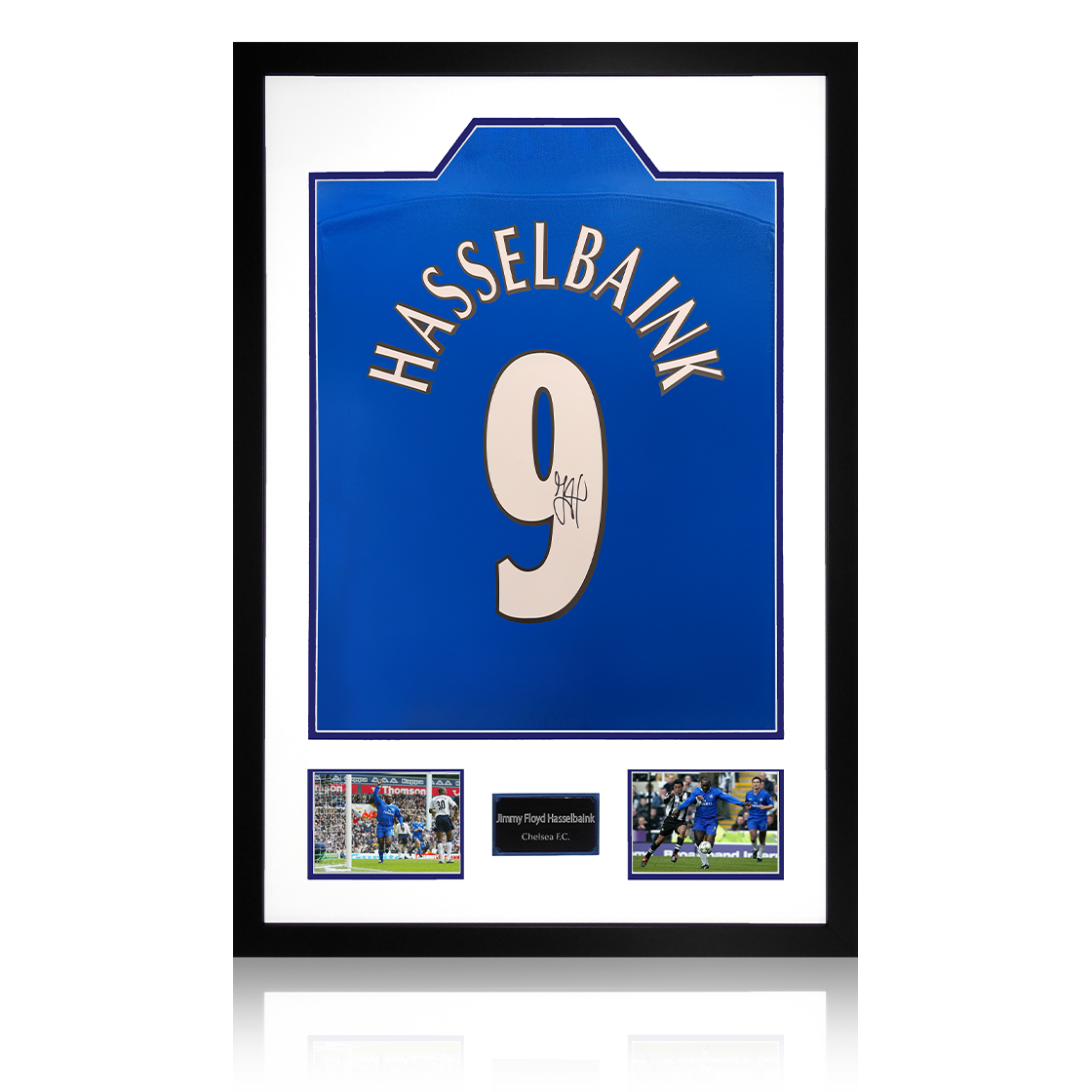 Jimmy Floyd Hasselbaink Signed Chelsea Shirt Premium Frame