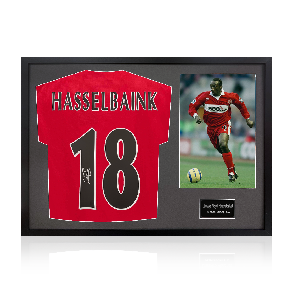 Jimmy Floyd Hasselbaink Signed Middlesbrough Shirt Classic Frame