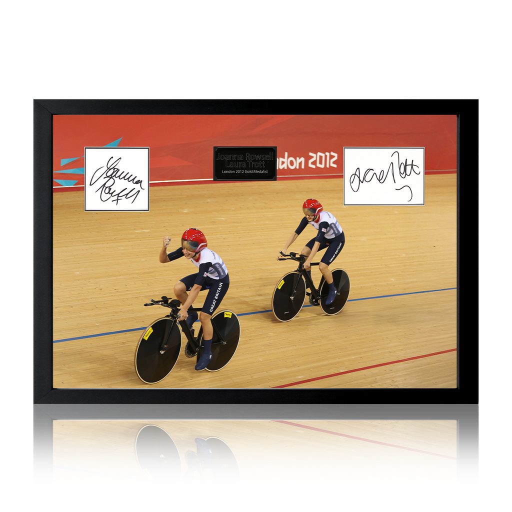 Joanna Rowsell & Laura Trott Signed 2012 London Olympics Cut Iconic Frame
