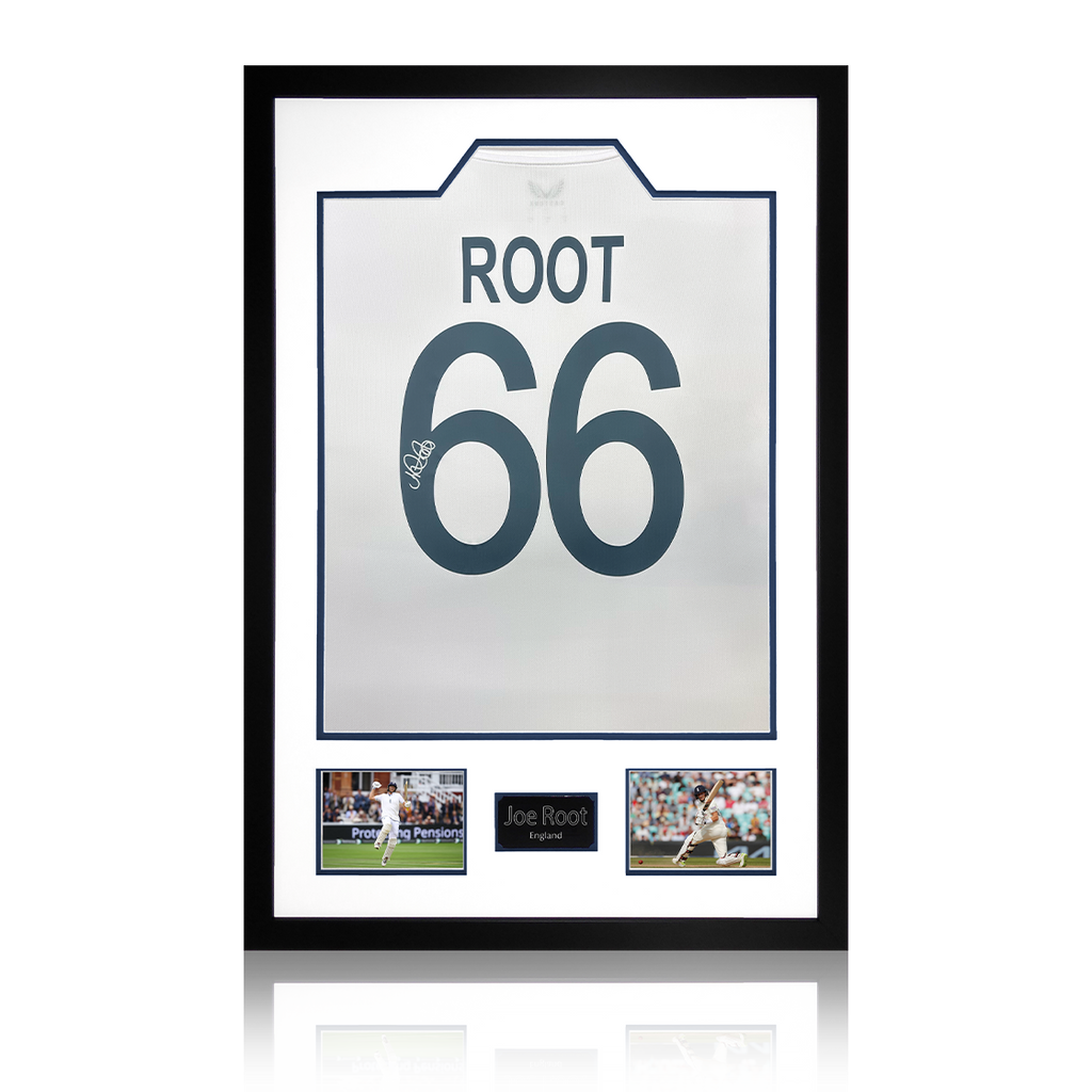 Joe Root Signed England Test Shirt Premium Frame