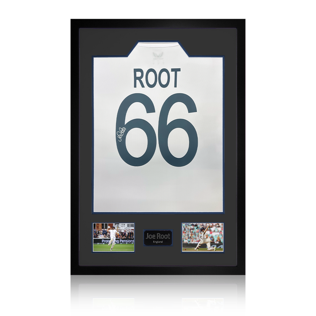 Joe Root Signed England Test Shirt Premium Frame