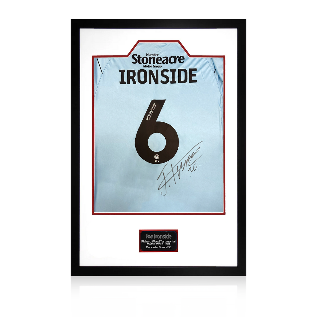Joe Ironside Match-Worn & Signed Doncaster Rovers Shirt Premium Frame