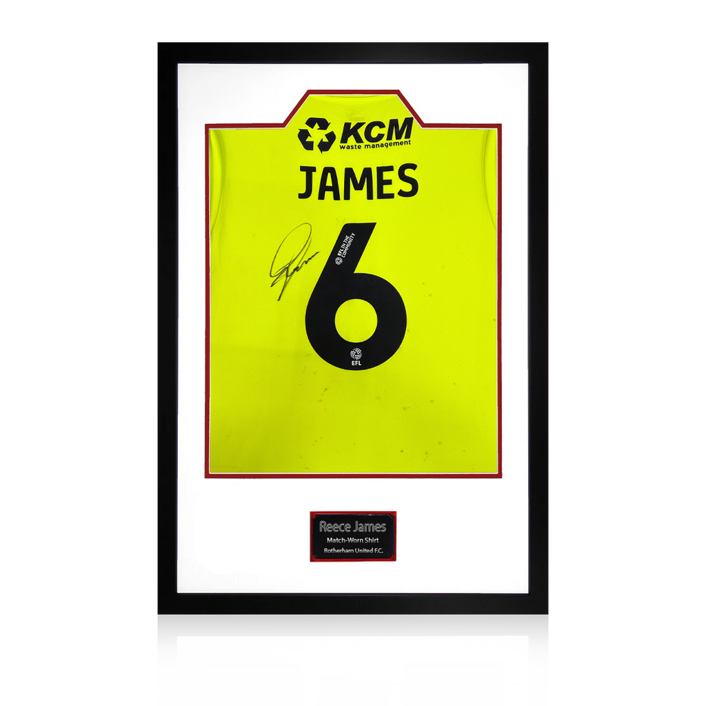Reece James Match-Worn & Signed Rotherham United Shirt Premium Frame