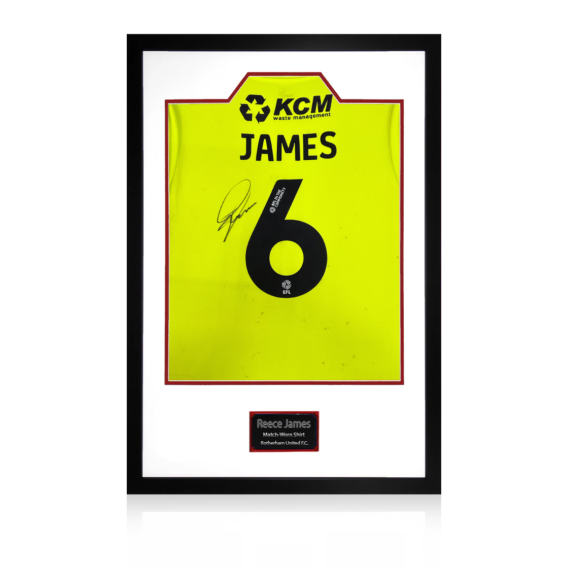 Reece James Match-Worn & Signed Rotherham United Shirt Premium Frame