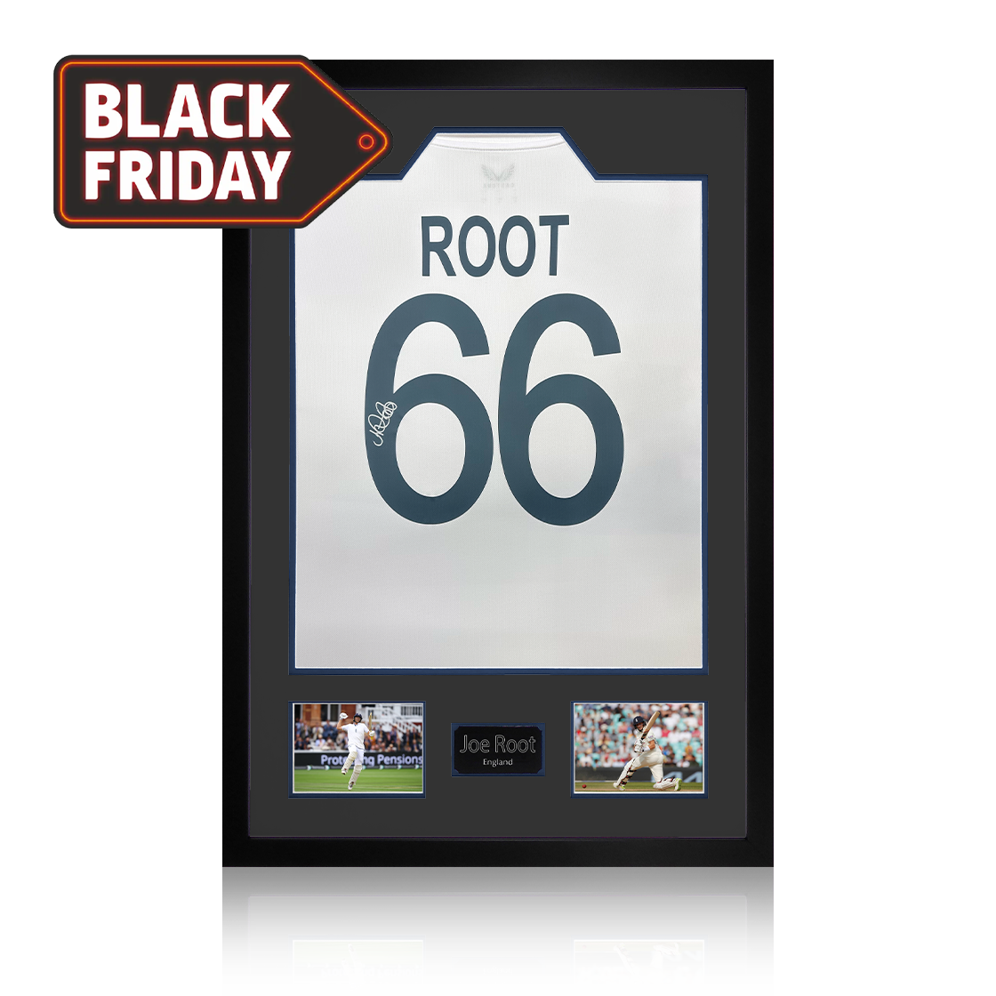 Joe Root Signed England Test Shirt Premium Frame