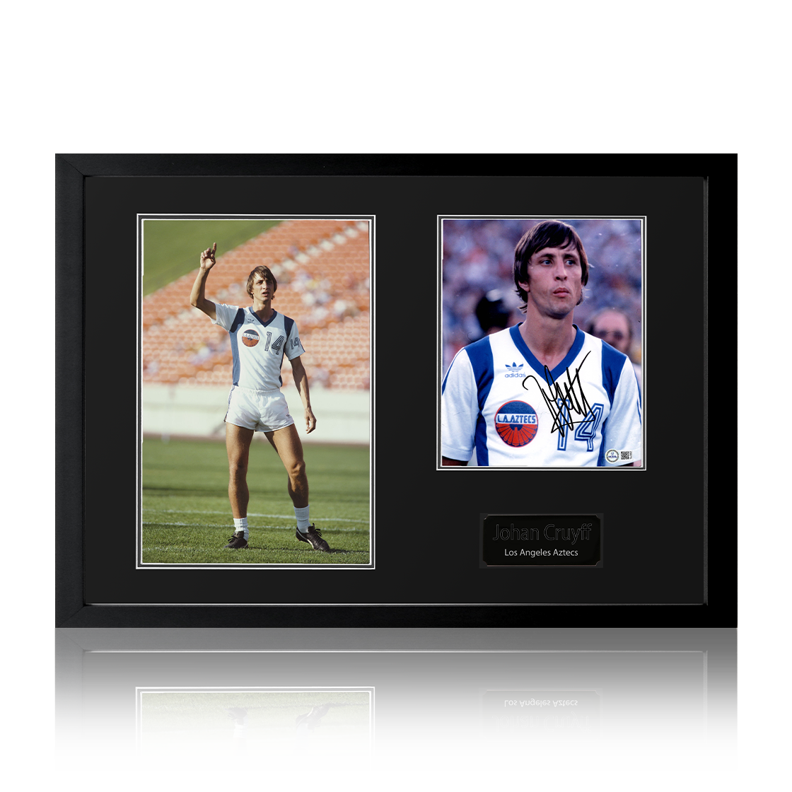 Johan Cruyff signed Los Angeles Aztecs Iconic Frame