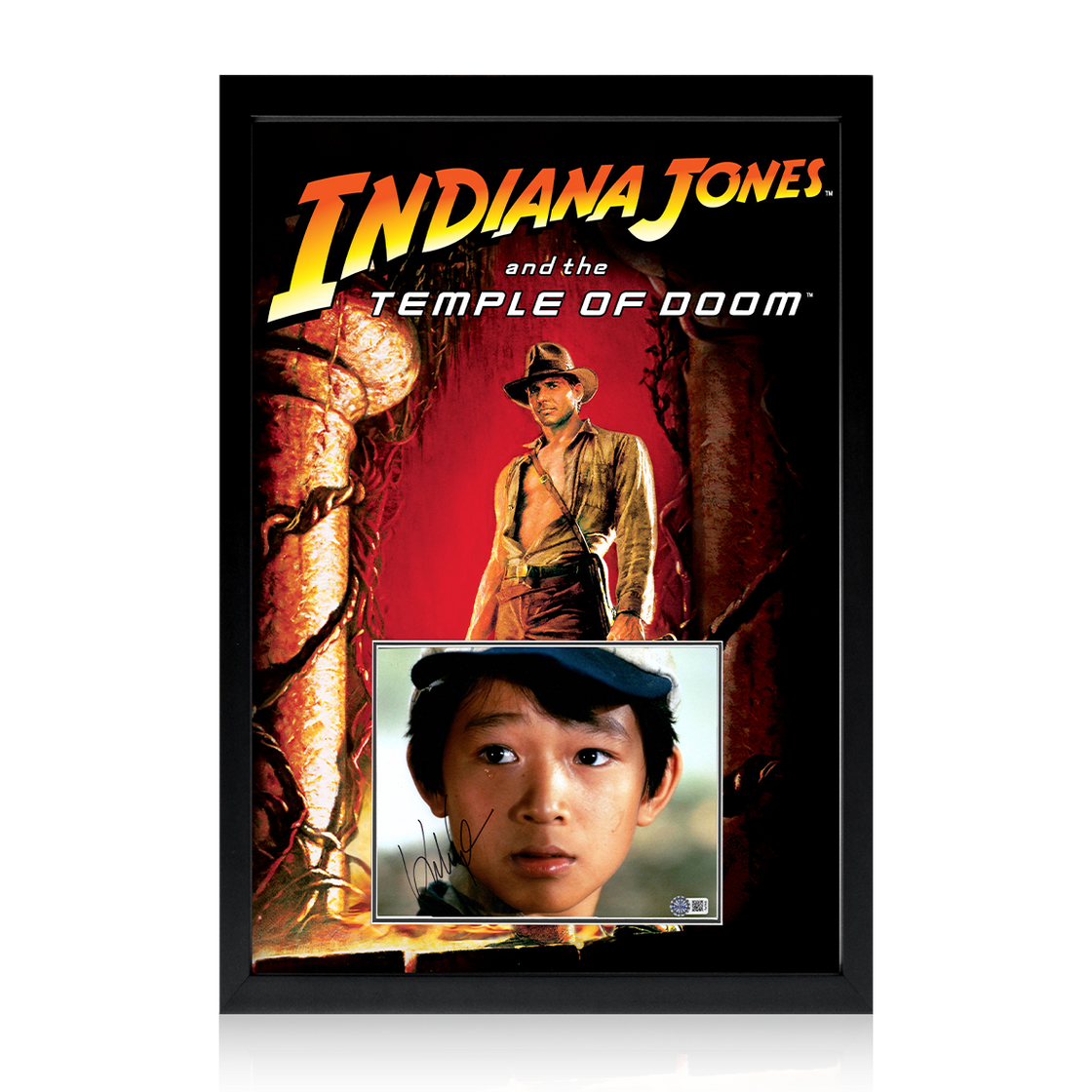 Ke Huy Quan Signed Indiana Jones and the Temple Of Doom Image Iconic Frame (AFTAL Authentication)