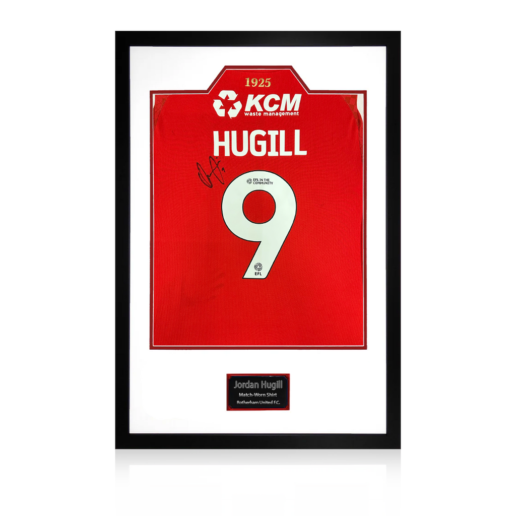 Jordan Hugill Match-Worn & Signed Rotherham United Shirt Premium Frame