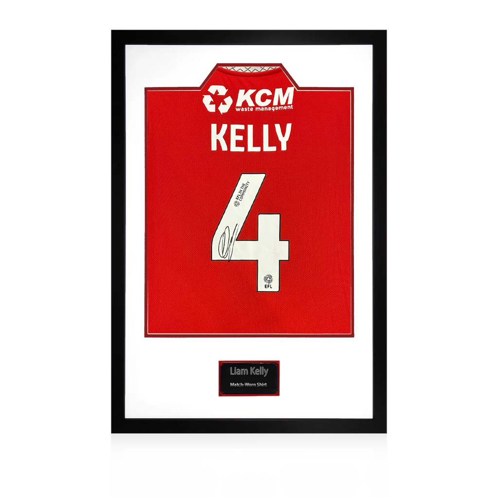 Liam Kelly Match-Worn & Signed Rotherham United Shirt Premium Frame