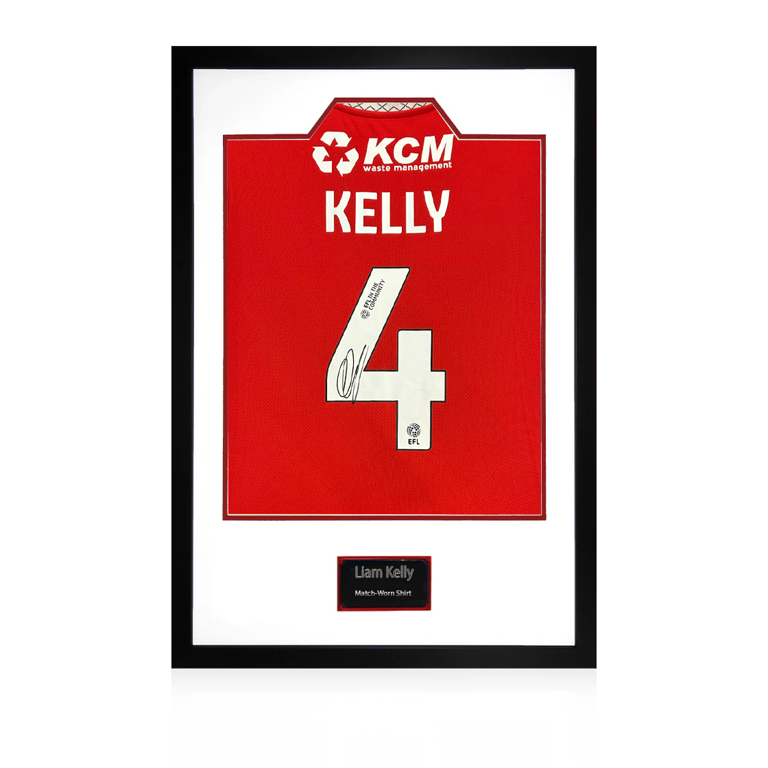 Liam Kelly Match-Worn & Signed Rotherham United Shirt Premium Frame