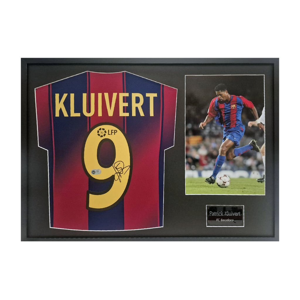 Patrick Kluivert Signed Barcelona Shirt Classic Frame (ACG Cert)