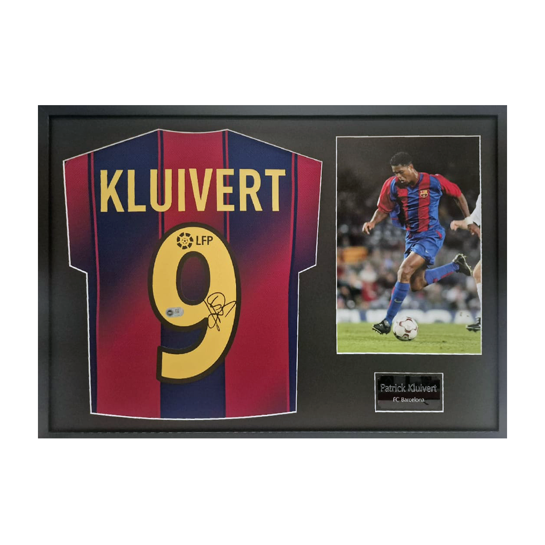 Patrick Kluivert Signed Barcelona Shirt Classic Frame (ACG Cert)