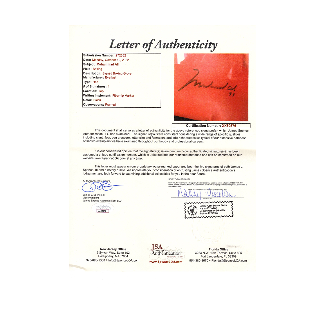 Muhammad Ali Signed Glove Iconic Frame (JSA)