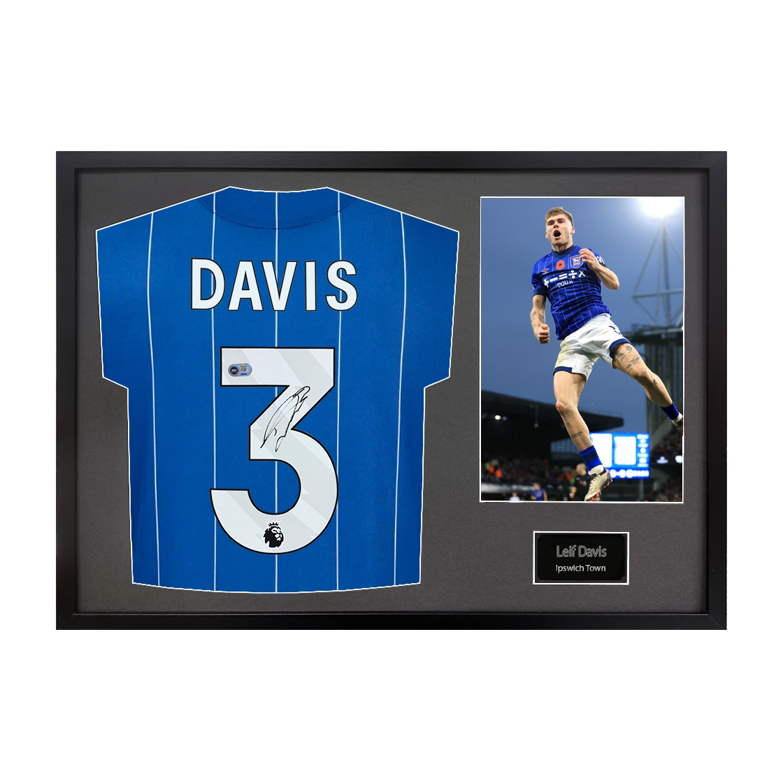Leif Davis Signed Ipswich Town Shirt Classic Frame (ACG Cert)