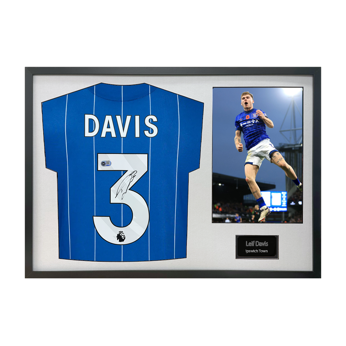 Leif Davis Signed Ipswich Town Shirt Classic Frame (ACG Cert)