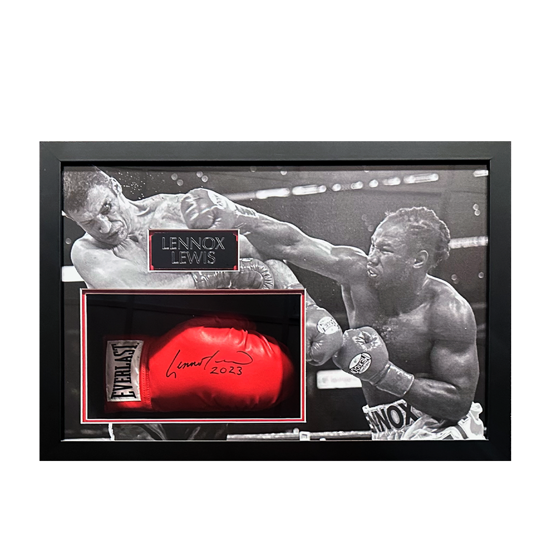 Lennox Lewis Signed Glove Iconic Frame