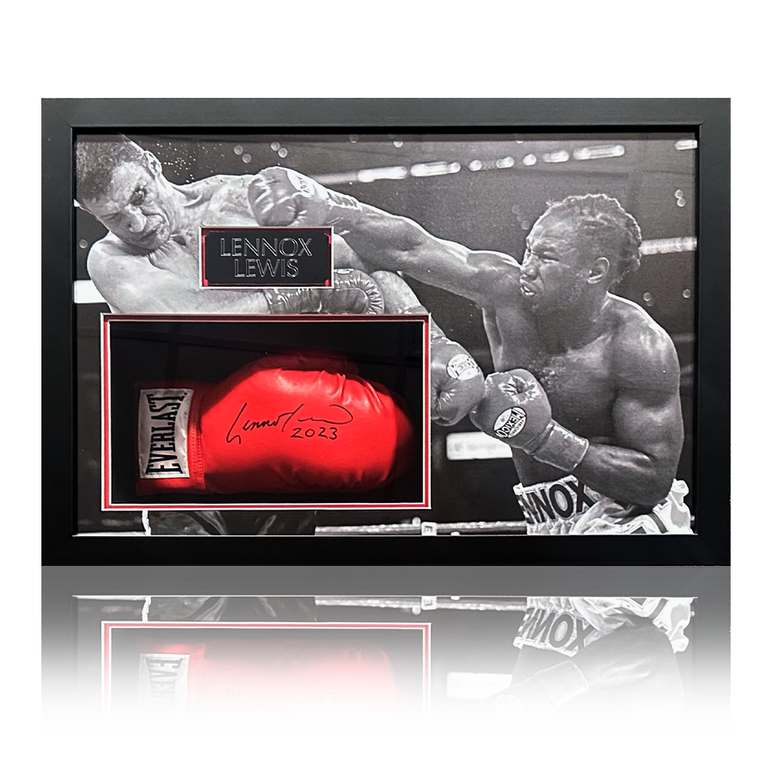 Lennox Lewis Signed Glove Iconic Frame