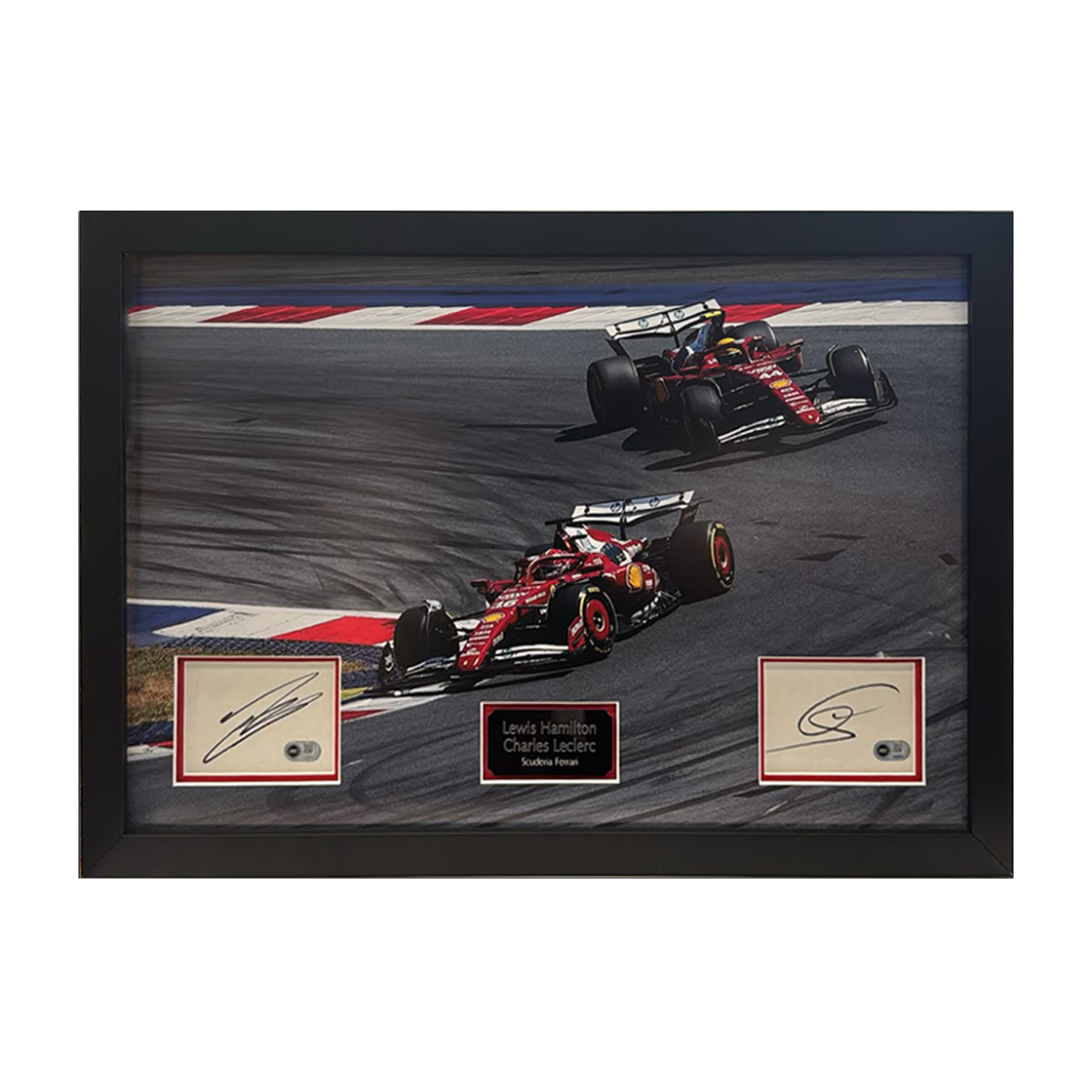Lewis Hamilton & Charles Leclerc Signed Cut Iconic Frame (ACG Cert)