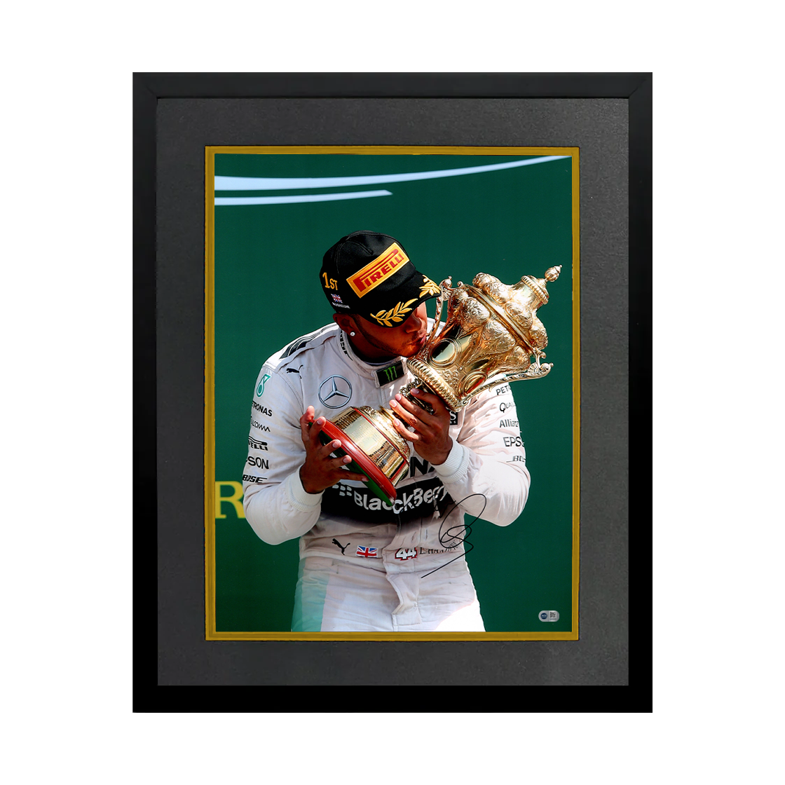 Lewis Hamilton Signed 16x12 Image Deluxe Mount Frame (ACG Cert)