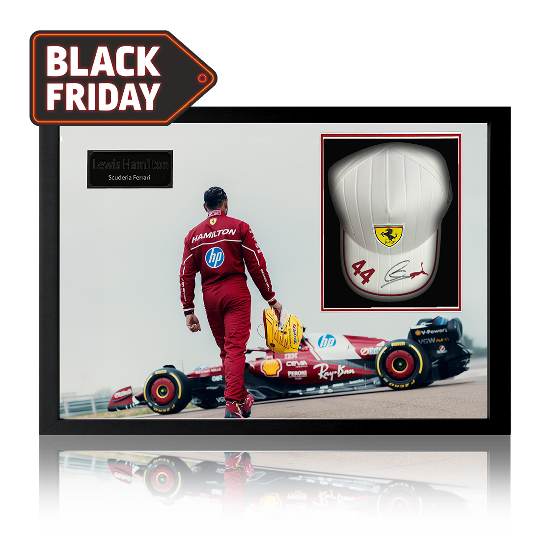 Lewis Hamilton Signed Ferrari Cap Iconic Frame