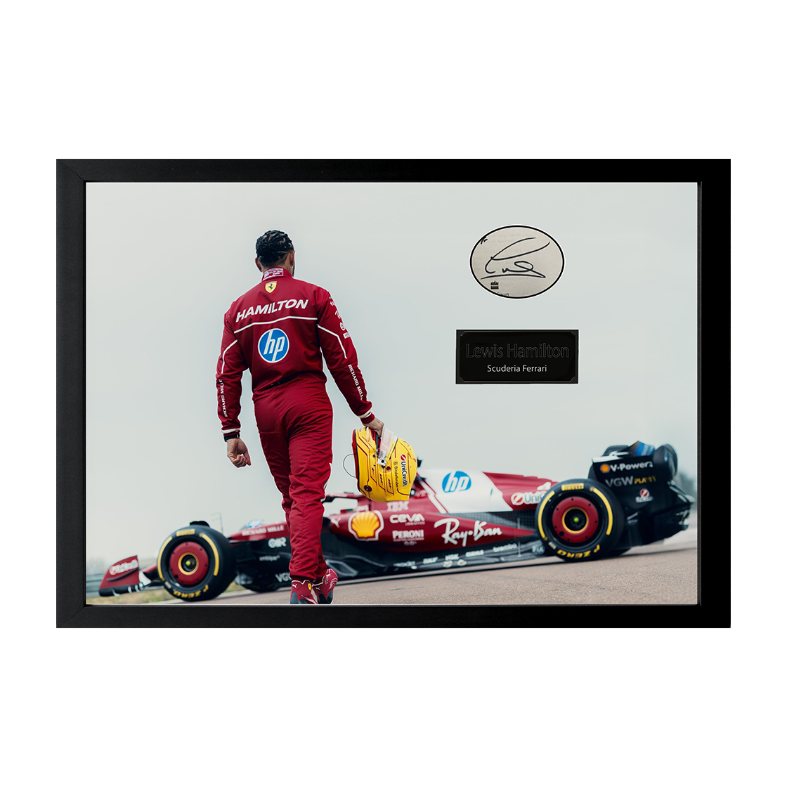 Lewis Hamilton Signed Scuderia Ferrari Cut Iconic Frame (ACG Cert)